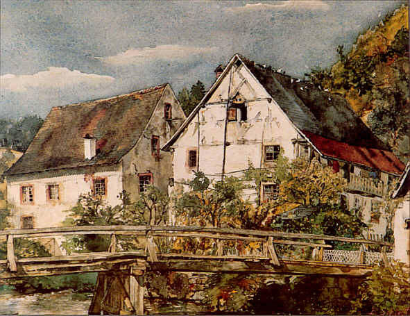 Schleith  Wieslet mit der alten Brücke (Gemälde)